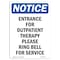 Signmission OSHA Notice, 5" Height, Entrance For Outpatient Therapy Sign, 5" X 3.5", Portrait OS-NS-D-35-V-12100 - alternate 1